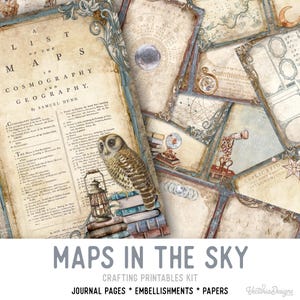 Astrology Maps Journal Pages Astrology Star Signs Star Maps Journal Celestial Printable Journal Mini Journal Printable Junk Journal 002604