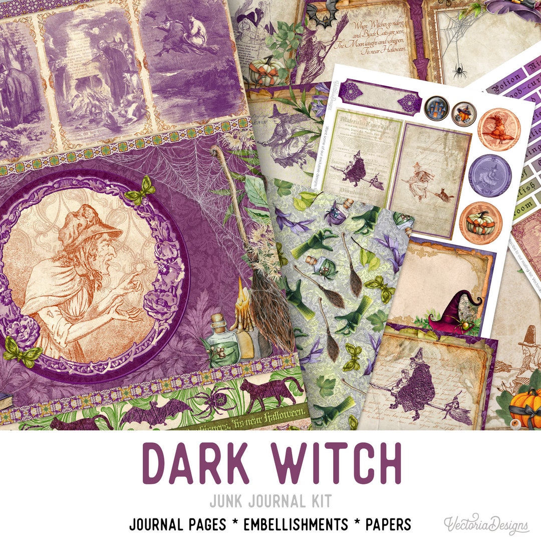 Dark Witches Junk Journal Kit, Halloween Junk Journal Kit, Printable ...