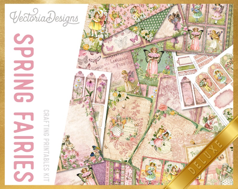 Spring Fairies DELUXE Crafting Printables Kit, Fairy Junk Journal, Fairy Embellishments, Spring, Printable Journal, Journal Spring 002923 image 8