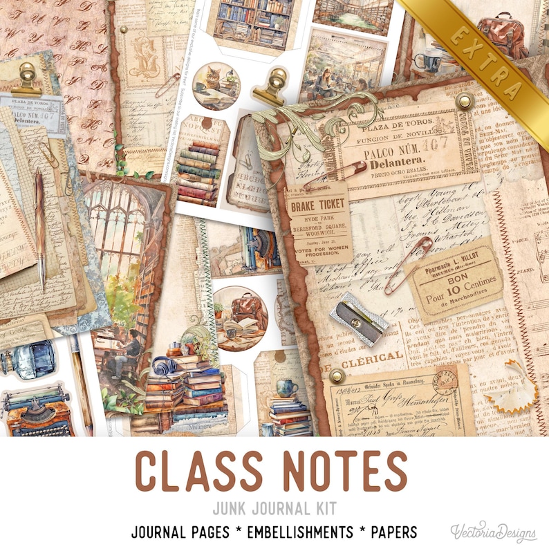 College Life Large Junk Journal Kit DELUXE, College Crafting Printables Kit College ...