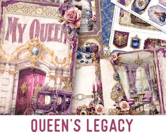 Queen's Legacy Junk Journal Kit, Queen Crafting Printables Queen Embellishments Afdrukbaar Queen Paper Junk Journal Queen 003362