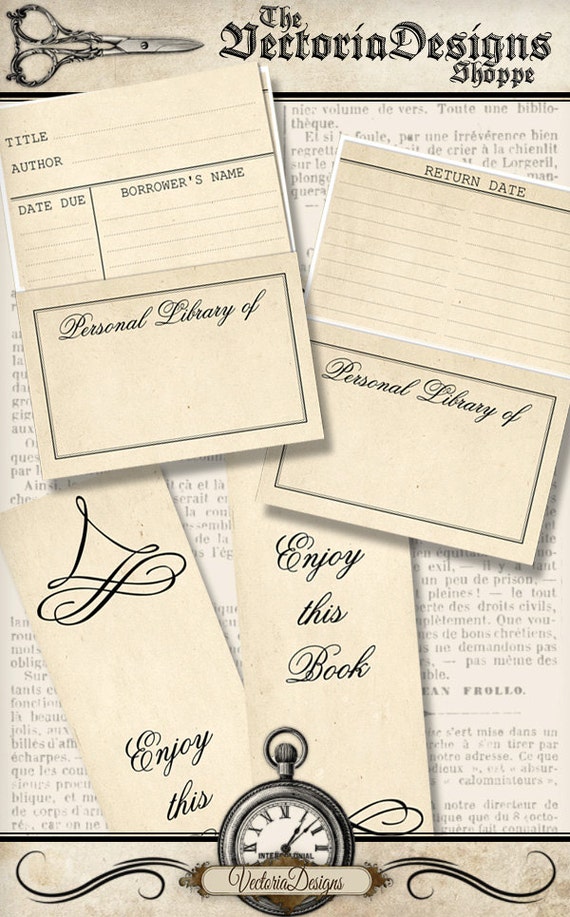 Home Library Kit Printable Paper Craft Paper Crafting Scrapbooking Digital  Download Instant Download Collage Sheet 001390 