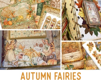 Autumn Fairies Junk Journal Kit Fairy Crafting Printables Kit Fairy Junk Journal Embellishments Fairy Paper Craft Kits DIY Tutorial 002881