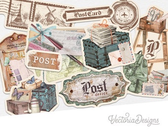 Vintage Post Fussy Cutting Image Vintage Mail Fussy Cuttings Printable Fussy Cutting Images Junk Journal Embellishments Scrapbooking 002977