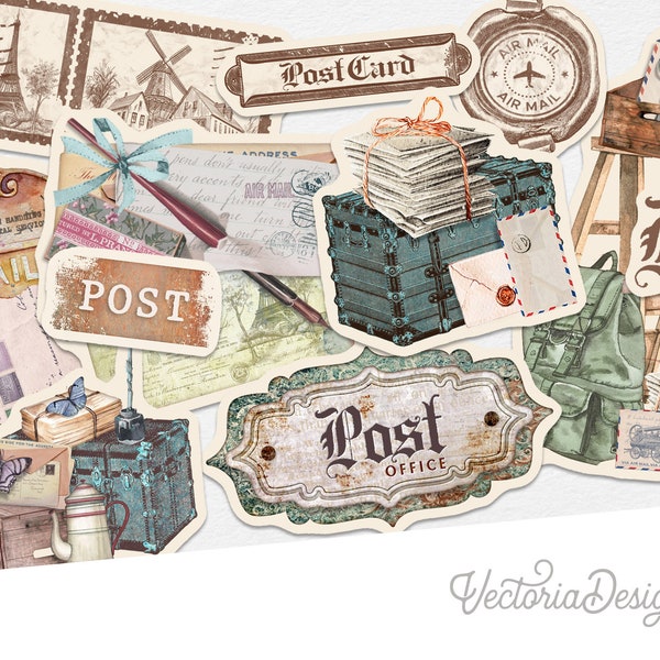 Vintage Post Fussy Cutting Image Vintage Mail Fussy Cuttings Printable Fussy Cutting Images Junk Journal Embellishments Scrapbooking 002977