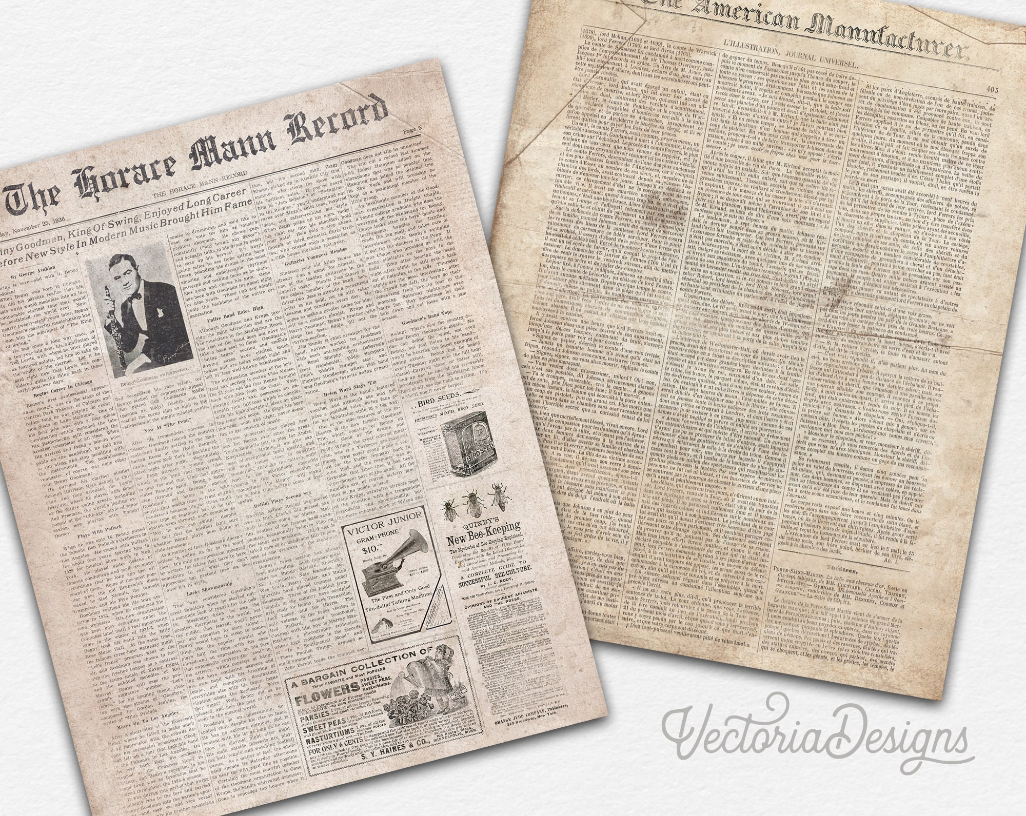 Vintage Newspaper Paper Pack, Printable Paper Pack, Digital Paper Pack