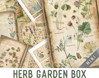 Herb Garden Box MINI Crafting Printables Kit, Herbs Junk Journal, Journal Embellishments, Herbal Craft Kit, Printable Paper Pack - 002898