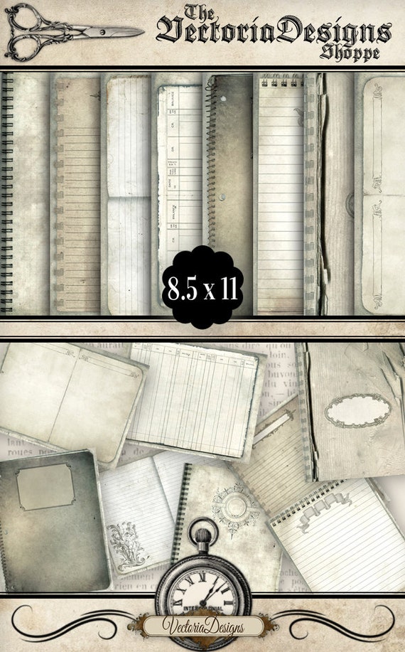 Grunge Notebook Digital Paper 8.5 x 11 inch paper pack digital vintage digital graphics instant download Digital Collage Sheet VDPAGR1129