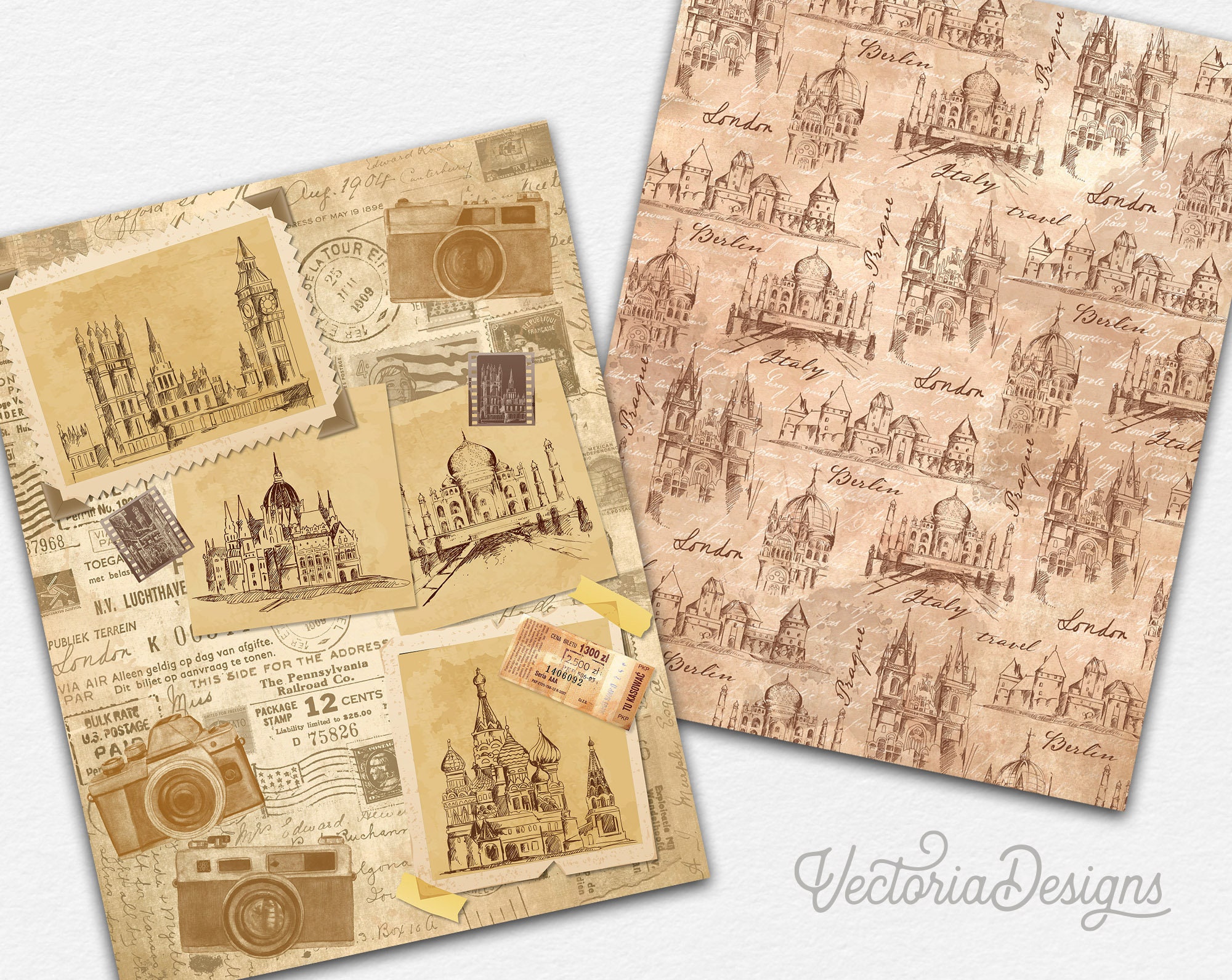 Capture My Travels Paper Pack Printable Paper Pack Digital | Etsy
