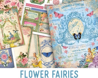 Flower Fairies Junk Journal Kit, Fairy Journal, Printable Junk Journal Kit, Craft kits, Fantasy Journal Pages, Digital Sheets, DIY - 002375