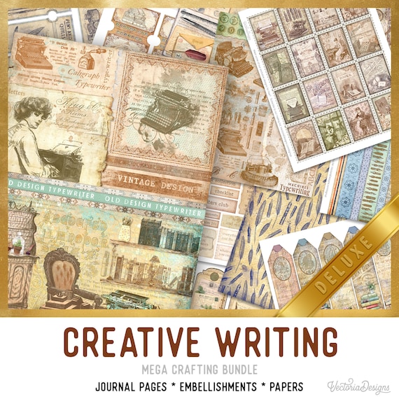 Creative Writing DELUXE MEGA Crafting Bundle, Writer, Vintage Books, Printable Paper Pack, Embellishments, Junk Journal, Craft Kits 002690