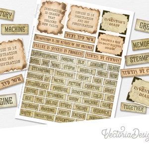 Inventor&#39;s Word Art, Steampunk Word Ephemera, Printable Word Art, Words, Junk Journal Embellishments, scrapbooking, text printables - 002635