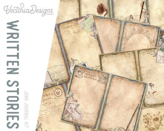 Written Stories Mini Junk Journal Kit - Printable Pages for Crafting - 002573