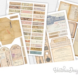 Old Books & Papers Embellishment Sheets, Junk Journal Printable, Digital Paper Crafting, Vintage Ephemera Pack, Scrapbook Supplies - 002564
