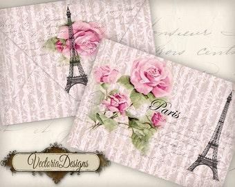 Vintage Paris Envelopes, Printable Envelopes, Paris Letters, France Envelopes, Digital Envelopes, Instant Download, Women Envelopes 000597