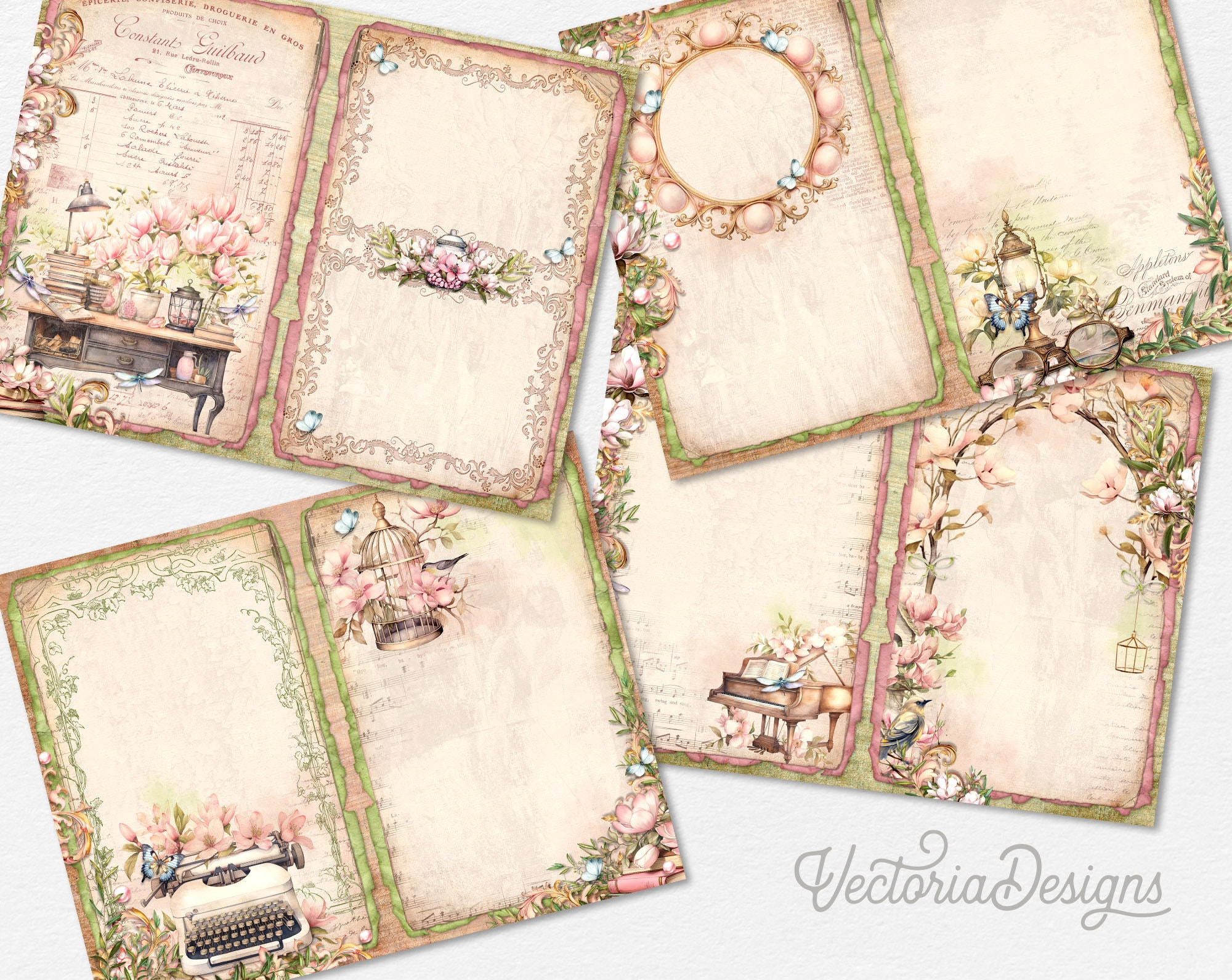 Spring Magnolia Junk Journal Kit, Printable Junk Journal Kit Magnolia ...