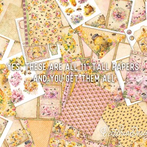 Honey Bees Junk Journal Kit DELUXE, Honey Bees Crafting Printables Kit Honey Embellishments Printable Paper Bees Kit Craft Tutorial 003284 image 2