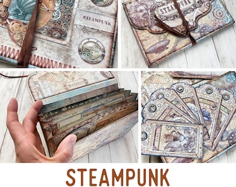 Steampunk Mini Accordion Folder Mini Project Printable Craft Kit Steampunk Accordion Folder Printable Junk Journal Add on kit Gift 003015