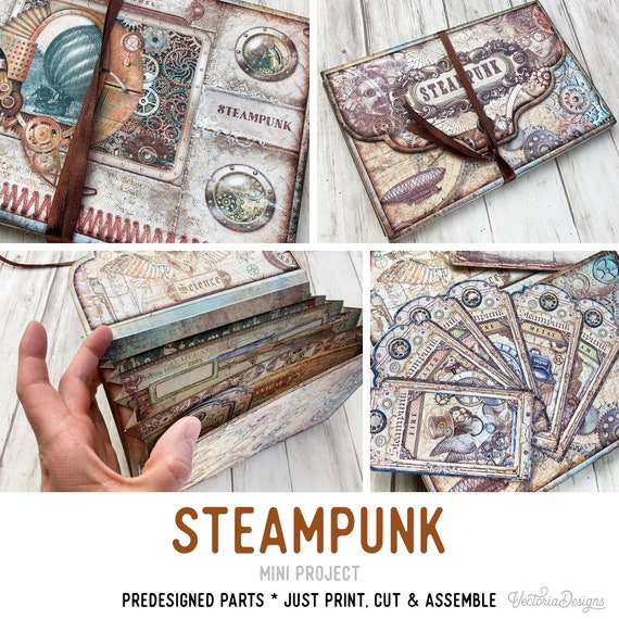 Steampunk Mini Accordion Folder Craft Kit (Printable) - 003015