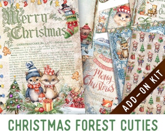 Christmas Forest Cuties Junk Journal Kit ADD-ON, Printable Junk Journal Pages Printable Junk Journal Kit Craft kits Junk Journal 003277