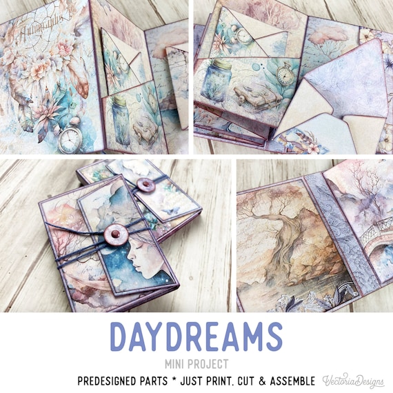 Daydreams Tiny Mini Booklet Mini Project Booklet Craft Kit Folio Kit Junk Journal Printable Craft kits Printable Gift craft PDF JPG - 003006