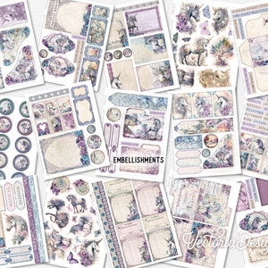 Magical Unicorns DELUXE Junk journal Kit Crafting Printables Kit Unicorn Junk Journal Embellishments Unicorn Paper Craft Kits DIY 003008 image 4