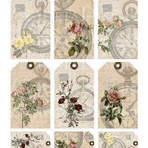 Floral Watch Tags Printable Tags Vintage Watch Tags Digital - Etsy