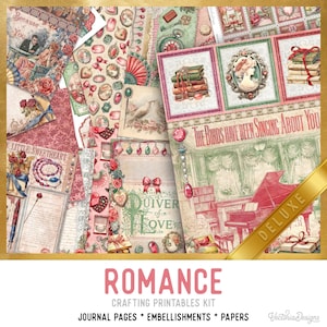 Romance Junk Journal Kit DELUXE, Romance Crafting Printables Valentine Embellishments Printable Love Paper  Love Junk Journal Love 003645