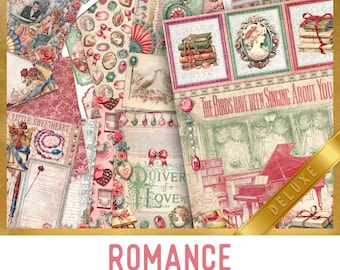 Romance Junk Journal Kit DELUXE, Romance Crafting Printables Valentine Embellishments Printable Love Paper  Love Junk Journal Love 003645