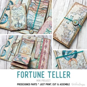 Fortune Teller Mini Project Summer Crafts Waterfall Booklet Craft Kit Folio Kit Junk Journal Printable Craft kits Printable Gift PDF 002812