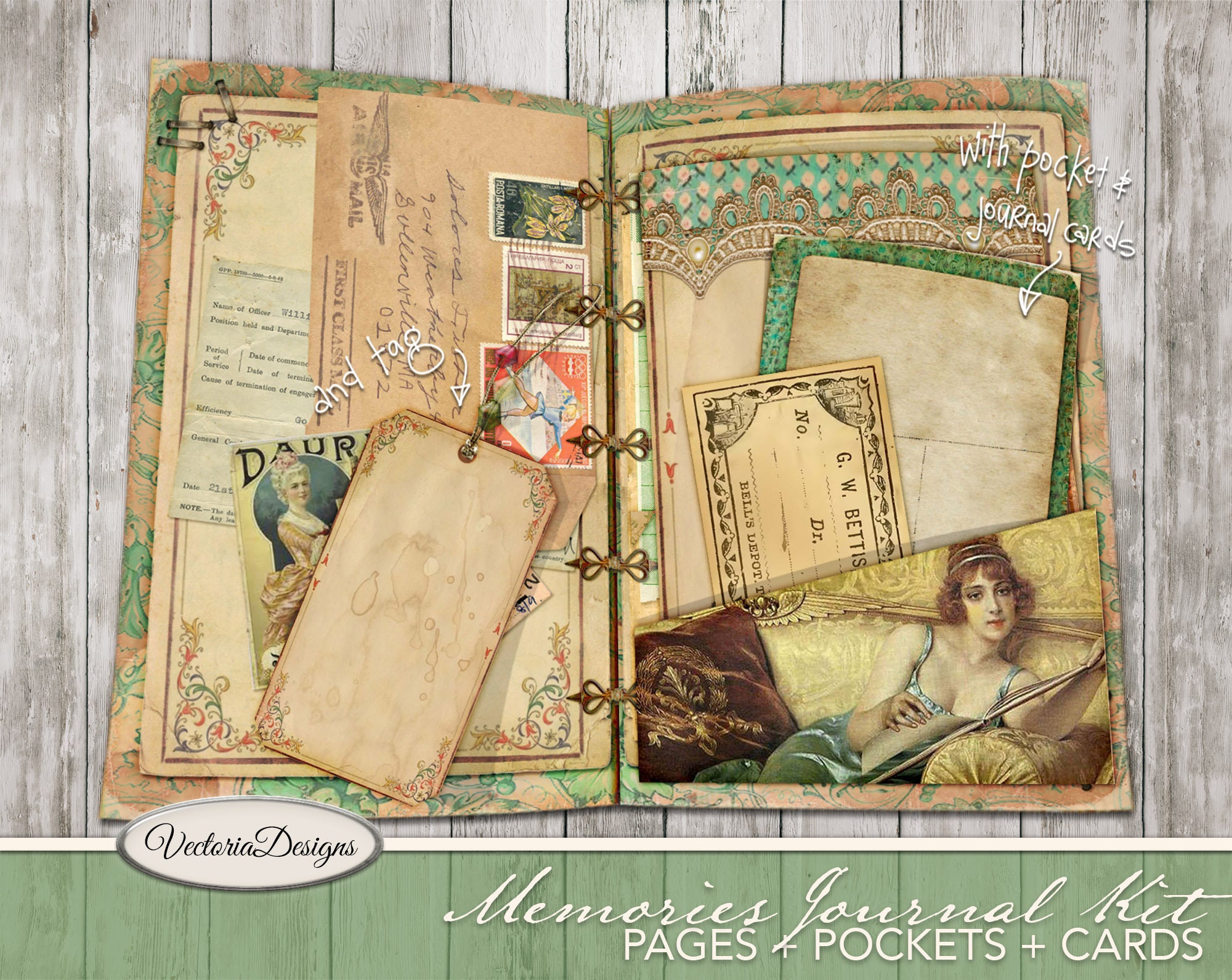 Memories Junk Journal Kit Printable Junk Journal Digital Journal Kit Scrapbooking Paper