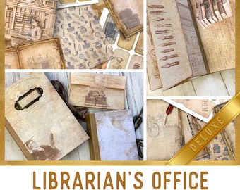 Librarian's Office DELUXE Crafting Printables Kit, printable junk journal kit, Library journal, journal embellishments, craft kits - 002696