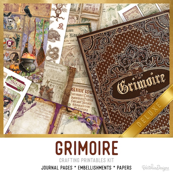 Grimoire Crafting Printables Kit DELUXE, Halloween - Printable Pages, Papers and Embellishments for Crafting - 003127
