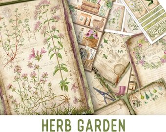 Herb Garden Junk journal Kit Herbs Embellishments Herb Garden Paper Printable Craft kits Herb Garden Printable Paper Herb Garden 002789