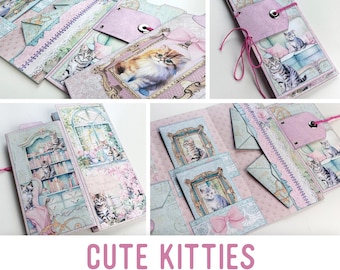Cute Kitties Mini Folio Mini Project Cats Crafts Mini Folio Cats Craft Folio Junk Journal Add On Printable Craft Kit 003521