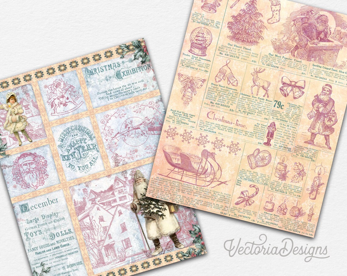 Printable Christmas Scrapbook Paper Digital Christmas Paper | Etsy