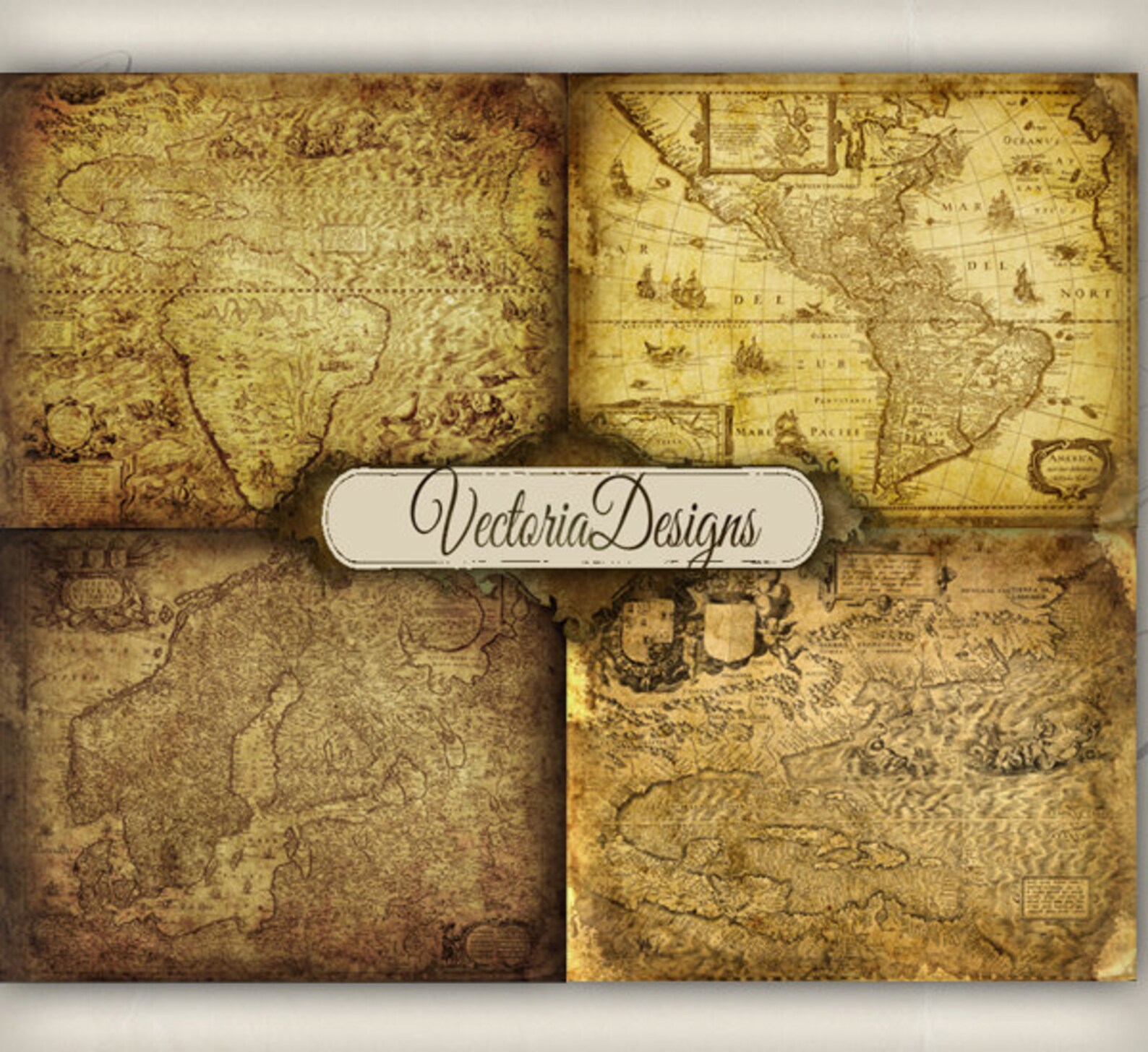 Old Maps Paper 8 X 10 Inch Paper Pack Printable Scrapbooking Etsy
