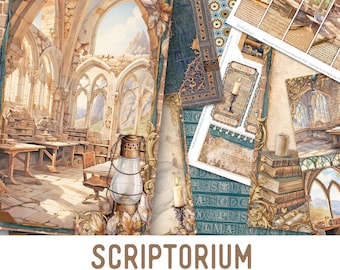 Scriptorium Junk Journal Kit (Standard) - Printable Journal Craft Kit with Journal Pages, Embellishments & Papers - 003817