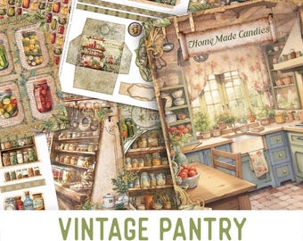 Vintage Pantry Junk Journal Kit, Pantry Crafting Printables Pantry Embellishments Printable Paper Junk Journal Pantry Vintage 003205
