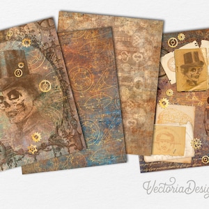 Steampunk Halloween Junk Journal Project Pack With Video Tutorial, Halloween Project Pack, Halloween Decoration Steampunk, Halloween 002080 image 7