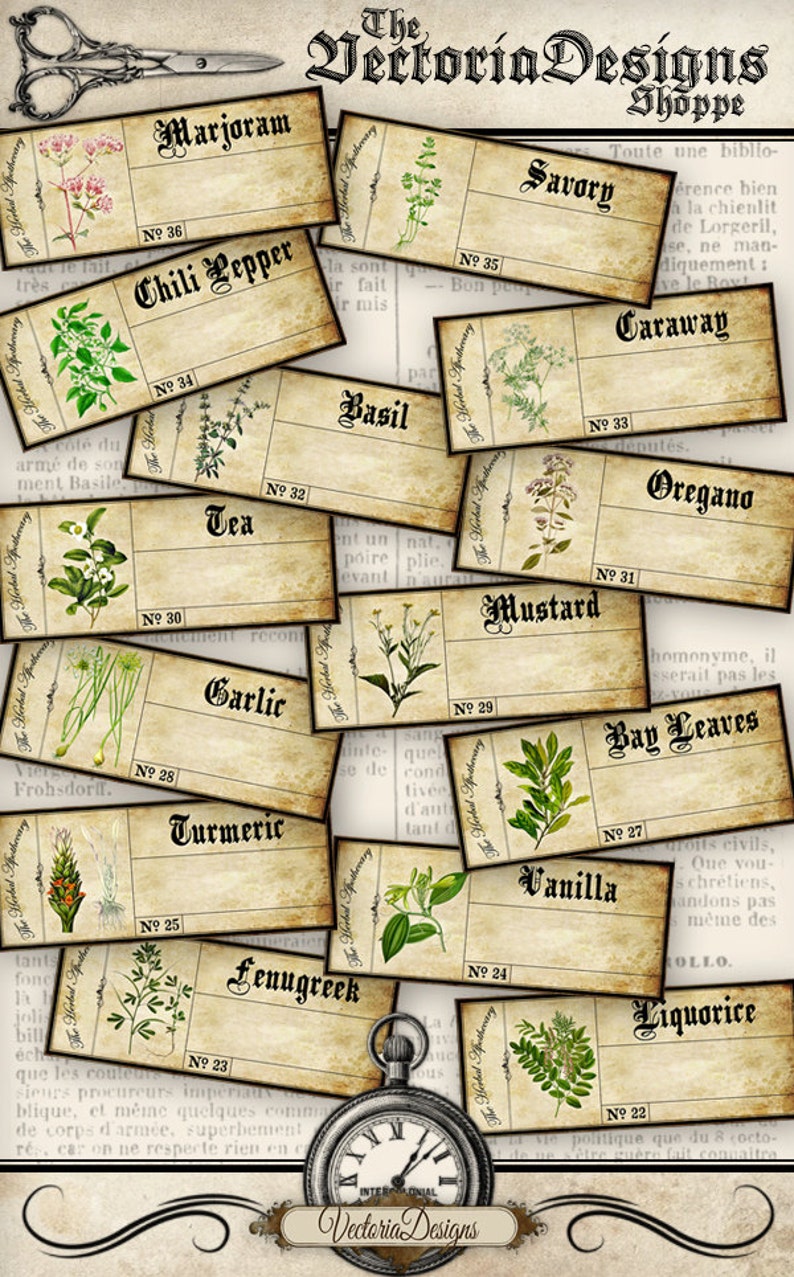 herbs test tube labels printable spice add text organizing