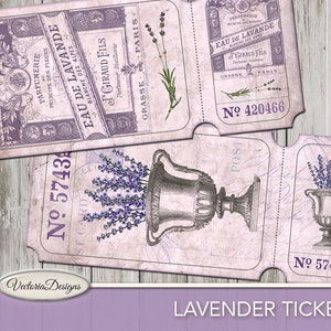 Lavender Tickets Printable paper crafting scrapbooking junk journal making diy craft digital download instant digital sheet 001761 image 3