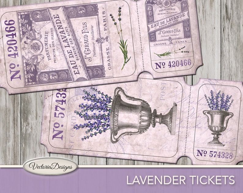 Lavender Tickets Printable paper crafting scrapbooking junk journal making diy craft digital download instant digital sheet 001761 image 3
