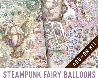 Steampunk Fairy Balloons Junk Journal Kit ADD-ON, Printable Junk Journal Pages Journal Kit Craft kits Vintage Junk Journal 003349