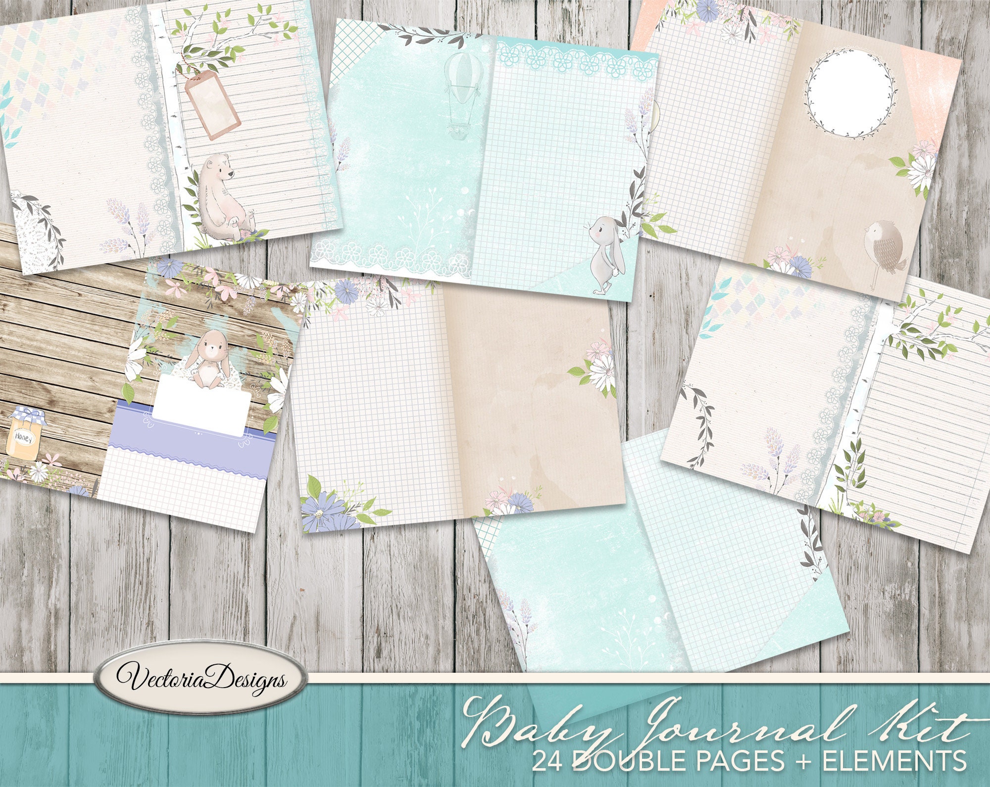 Download Baby Journal Kit, Pastel Digital Paper Pack, Scrapbooking ...