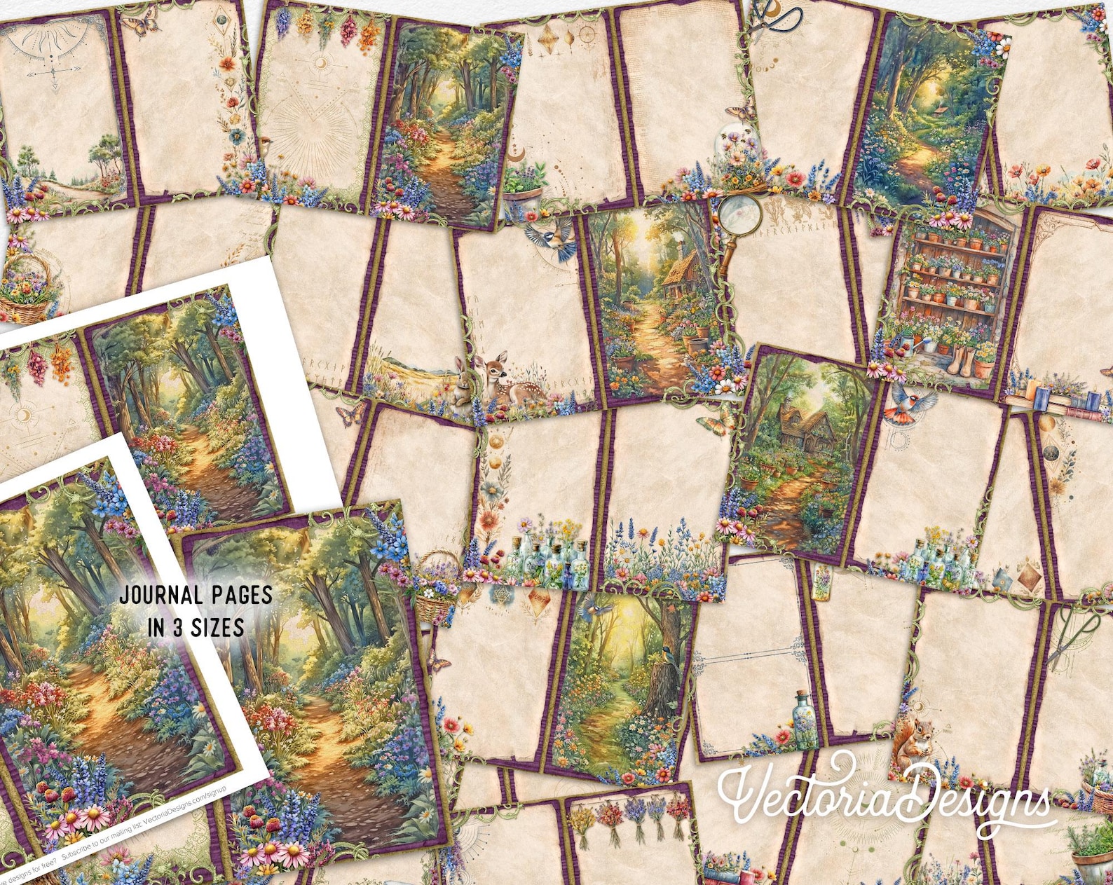 Wildflower Magic Junk Journal Kit (standard) - Printable Pages, Papers ...