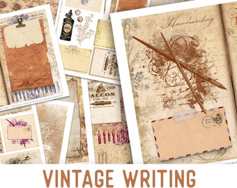 Vintage Writing Large Junk Journal Kit, Printable Journal Junk, DIY Journal Junk, Journal Ephemera Junk Journal Supplies, Paper Craft 002036