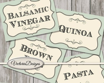 42 Pantry Labels Jar Labels kitchen organization add text instant download printable images digital collage sheet - VD0781
