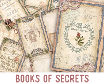 Books of Secrets Mini Junk Journal Kit, Printable Journal, Books Junk Journal, Printable Junk Journal Kit, Secret Books, Crafting - 002765