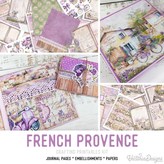 French Provence Junk Journal Kit (Standard) - Printable Pages, Papers and Embellishments for Crafting - 002983